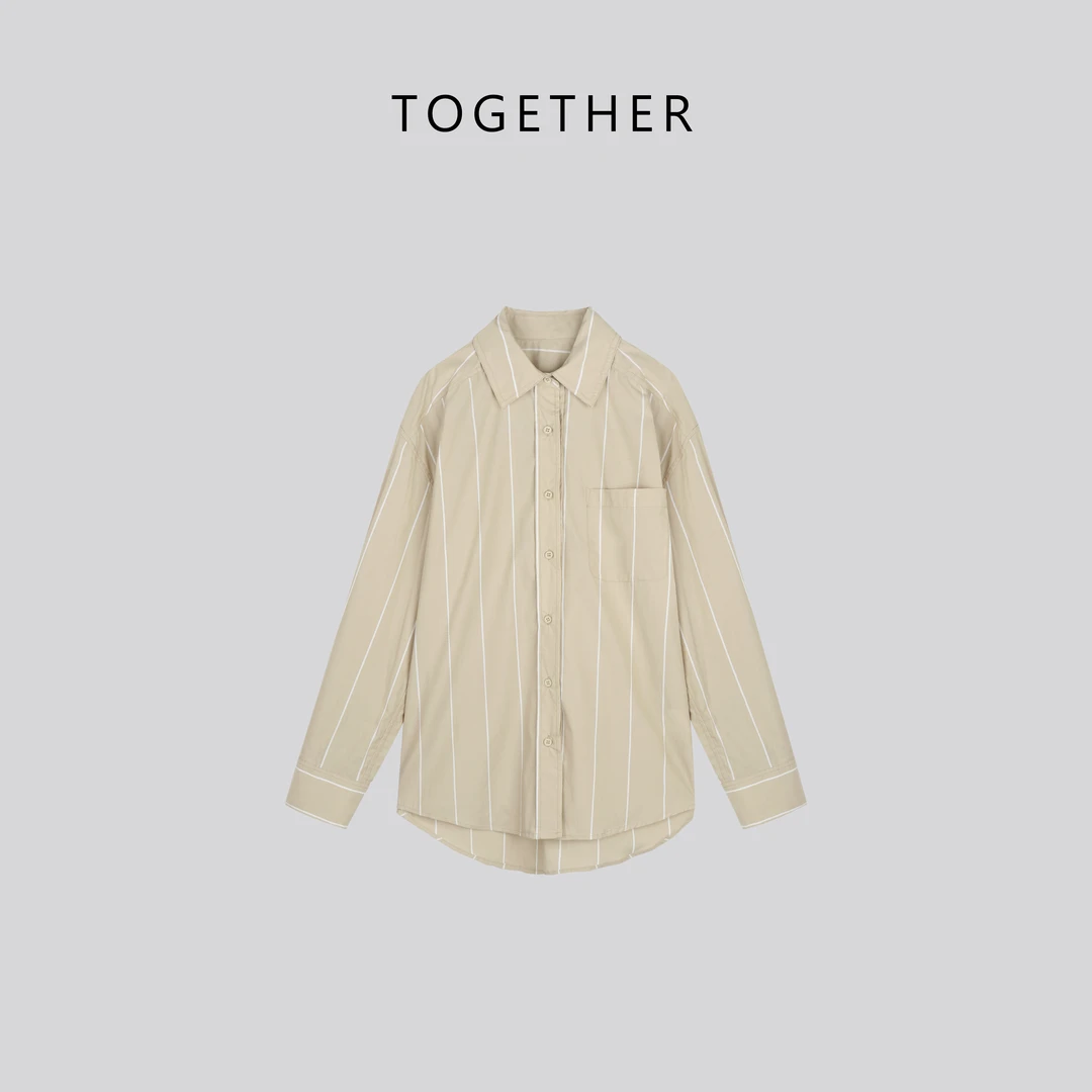 【Together】 · 艾夏 ·  条纹开衫外搭休闲宽松衬衫#W1375