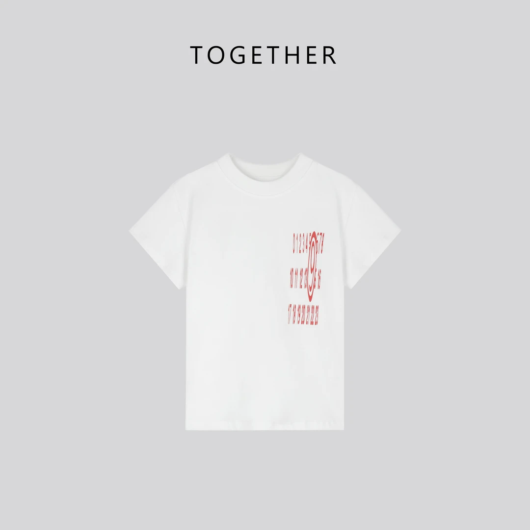 【Together】 · 朝花 · 夏圆领字母显瘦百搭正肩短袖T恤W8250