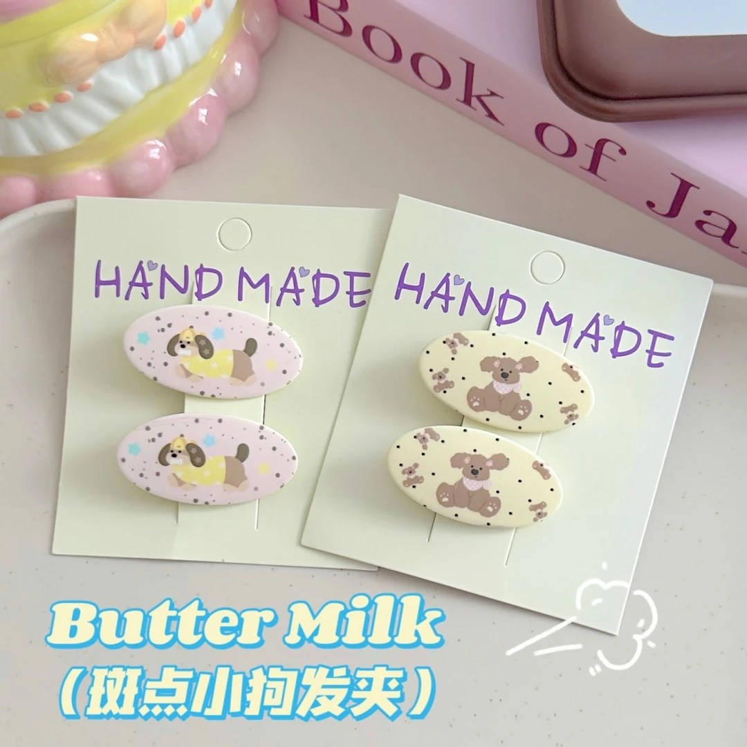 椭圆斑点小狗发夹 可爱甜美少女心卡通刘海边夹头饰卡子女新款饰