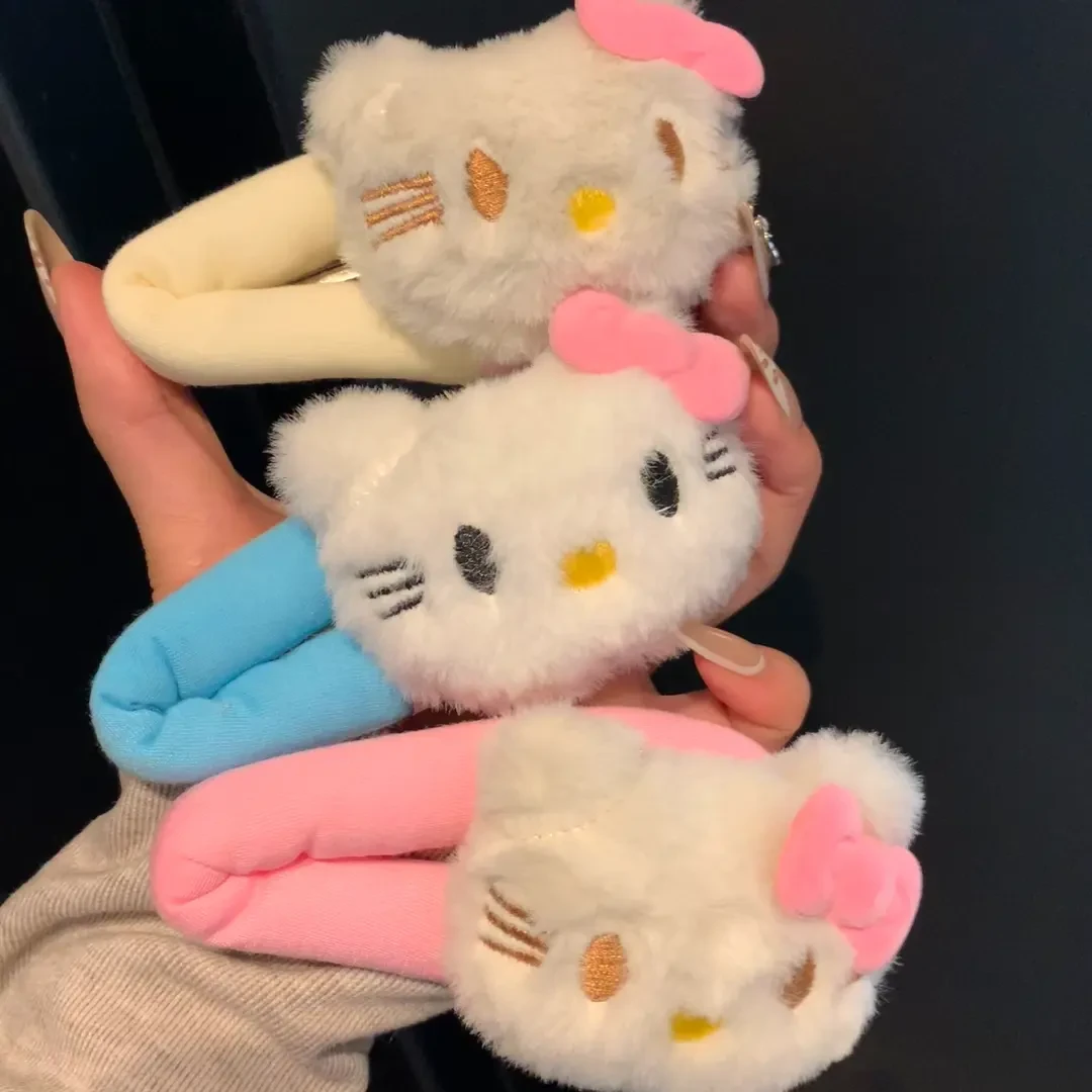 可爱毛绒KT猫发夹软萌少女百搭侧边BB夹网红ins风卡通高颜值发卡