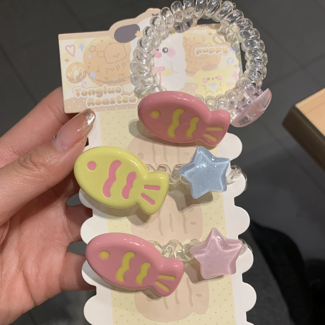 夏日清新可爱小鱼海豚电话线少女发圈发绳送闺蜜送男朋友头绳两用