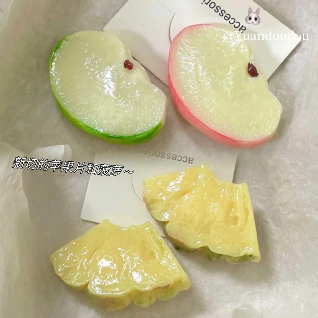 青苹果片发夹可爱趣味发饰学生侧边刘海夹搞怪发卡鸭嘴夹发饰头饰