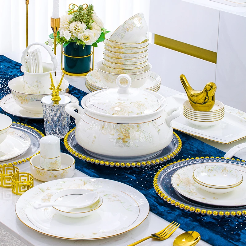 a花千骨陶瓷餐具套装碗碟套装家用碗筷乔迁碗具陶瓷碗盘餐