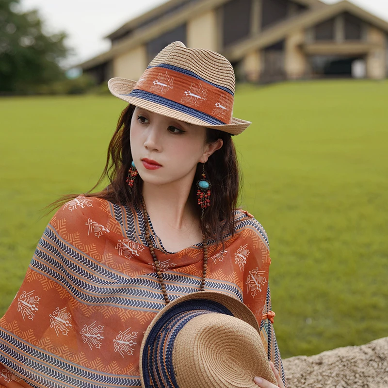 【宫佩Cocoa小苏】麦草编织草帽出游拍照海滩遮阳透气防晒帽显脸型