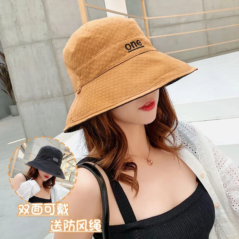 渔夫帽子女新款防紫外线百搭遮阳帽夏天户外双面可戴遮脸防晒帽女