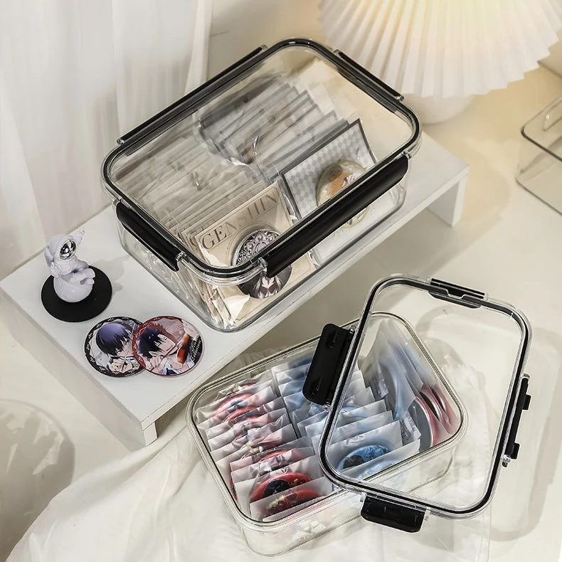 亚克力吧唧收纳盒透明手帐周边徽章展示架盒子防尘谷子置物架塑料