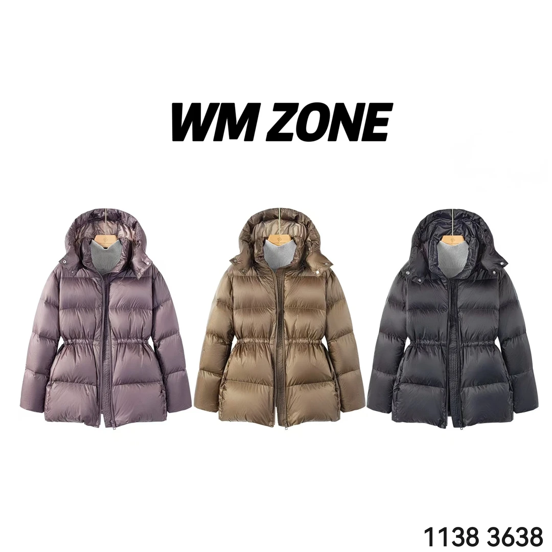 虎儿 3-14-2896 3638 女士中长款可脱卸帽保暖外套