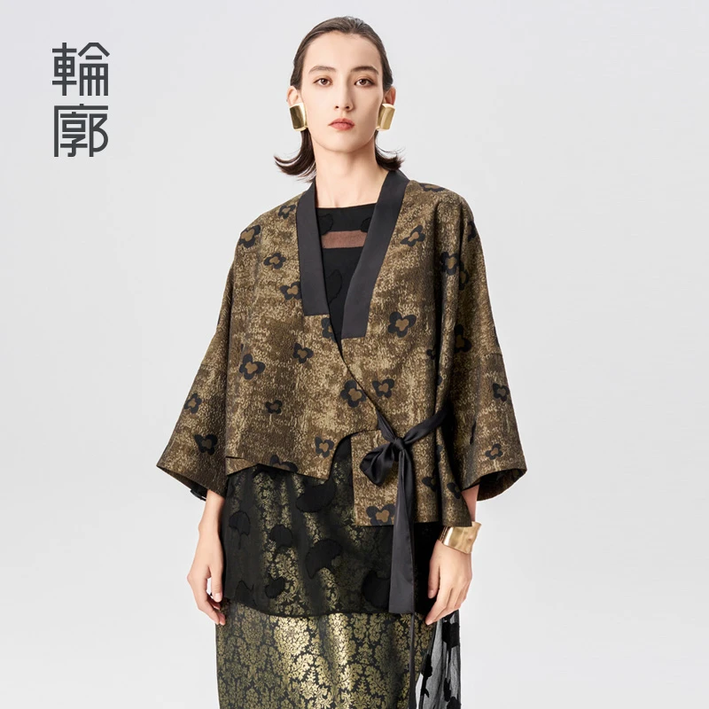 轮廓塞外曲侘寂风新中式提花短外套自由随性古典禅意外衣L241Y051