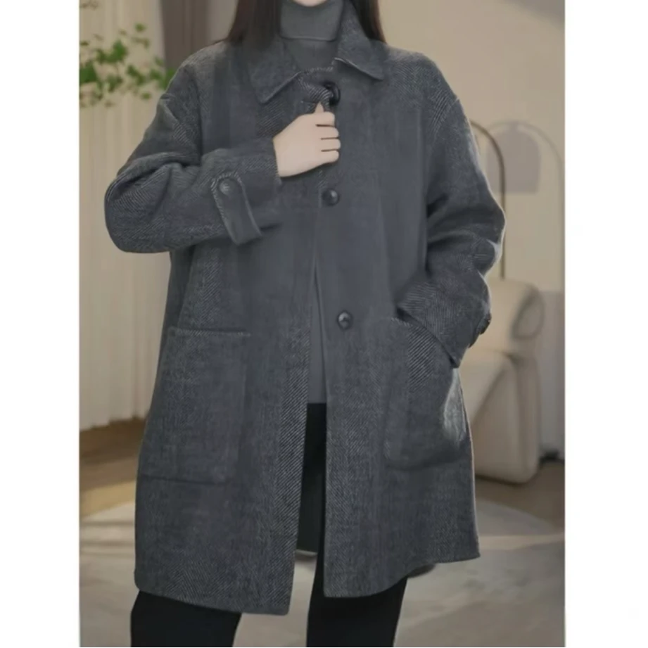 7【GX223】2024秋季新款百搭气质时尚显瘦双面呢大衣B2