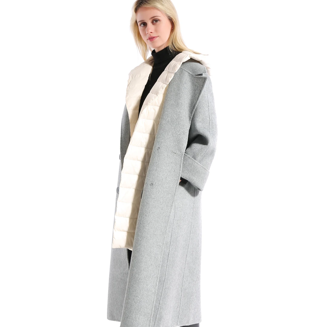 羊毛大衣冬款女装大衣保暖时尚显瘦长大衣过膝秋冬加厚女士双面呢