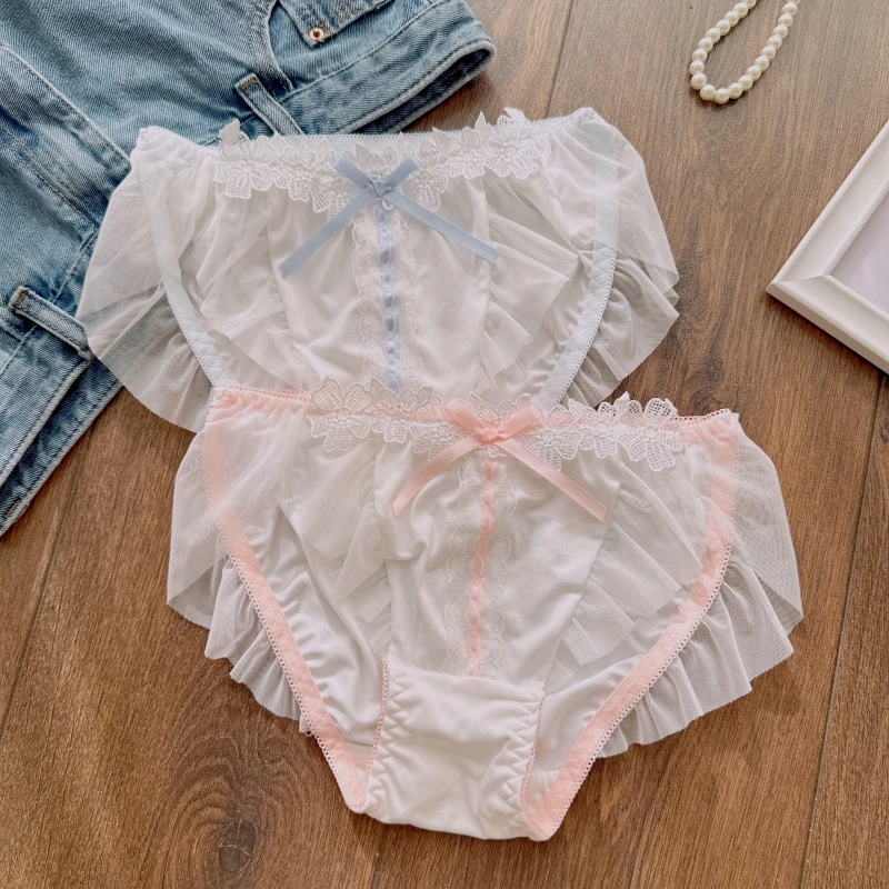 日系甜美可爱牛奶丝少女三角裤低腰纯欲性感女士内裤蝴蝶结棉裆