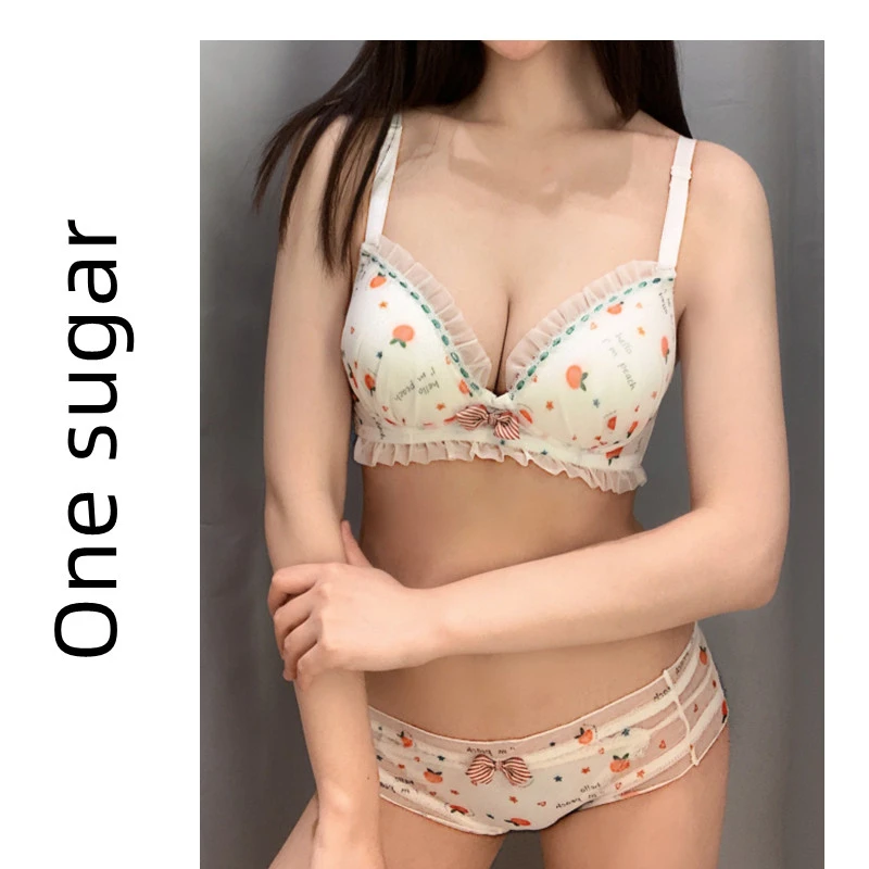 日系甜美无钢圈少女文胸套装舒适蕾丝可爱薄杯女士内衣性感套装