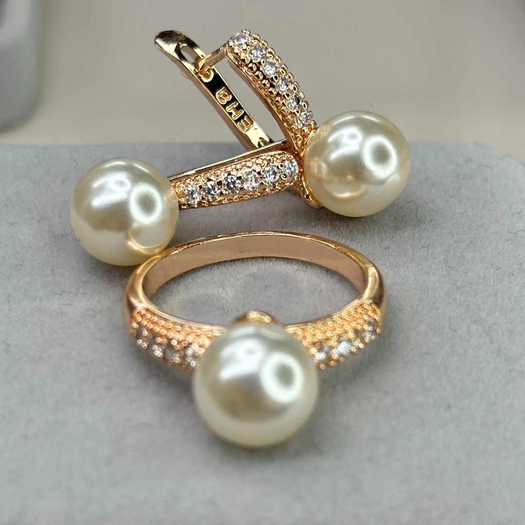 铜合金仿珍珠耳饰 铜合金珍珠套装