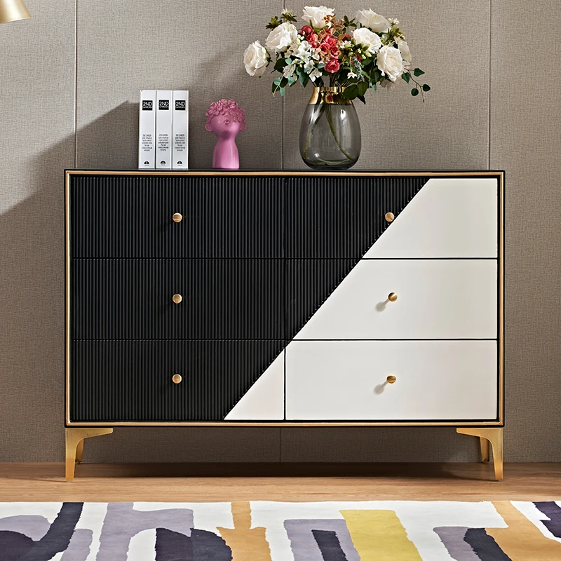 轻奢现代极简斗柜实木三斗六抽屉靠墙客厅储藏收纳客厅进门装饰柜