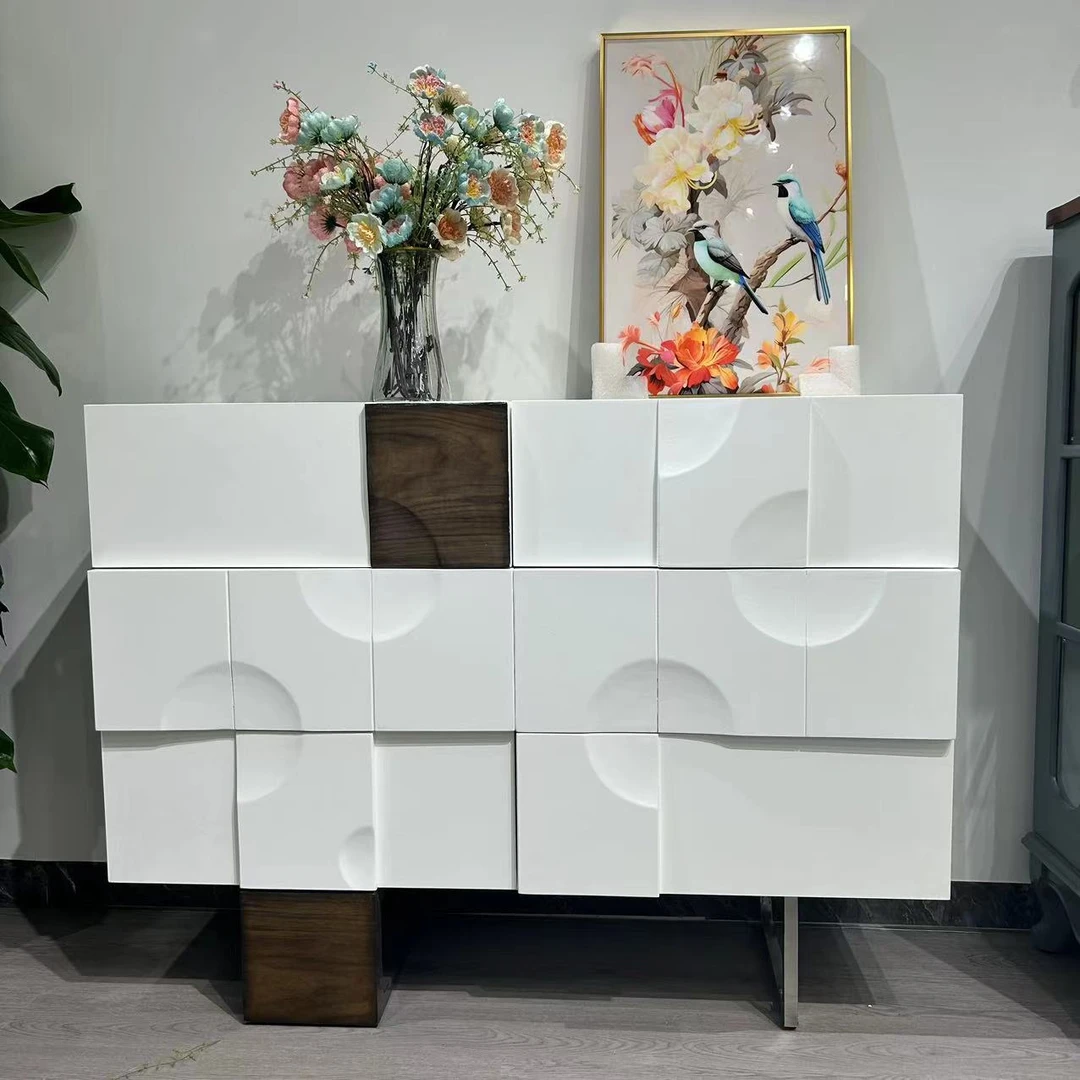 意式轻奢客厅斗柜抽屉柜岩板现代实木隔断柜玄关柜卧室储物收纳柜
