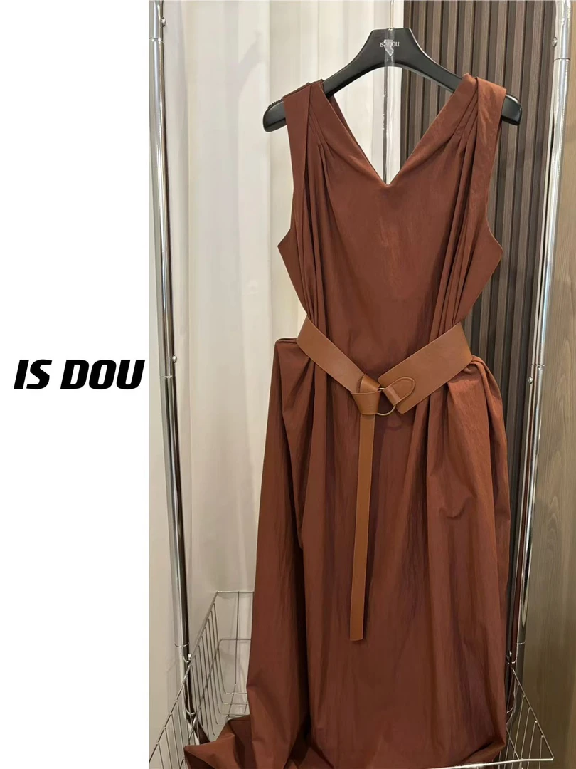 ANNA ISDOU V领气质收腰连衣裙+腰带