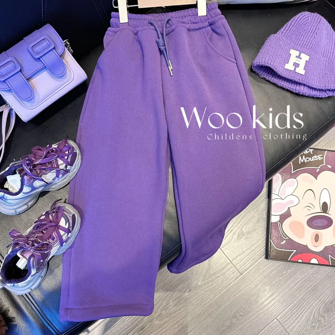 （现货）【加绒】WOOKIDS定制亲子童装“软糯芋泥”定制长裤 W23112901