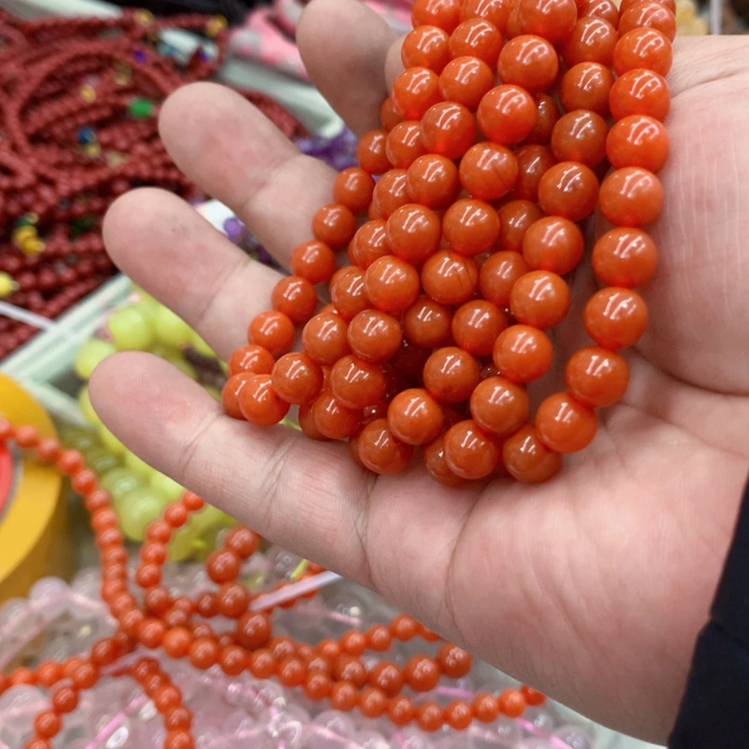 【闪购商品】烟晶手链银S925镶嵌8mm仿南红