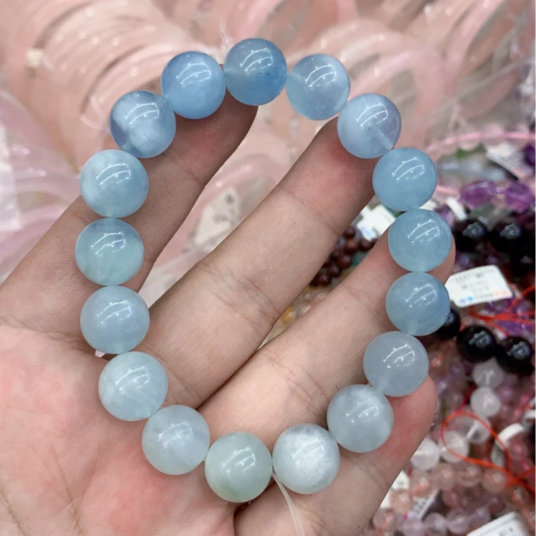 【闪购商品】烟晶手链银S925镶嵌12mm海蓝