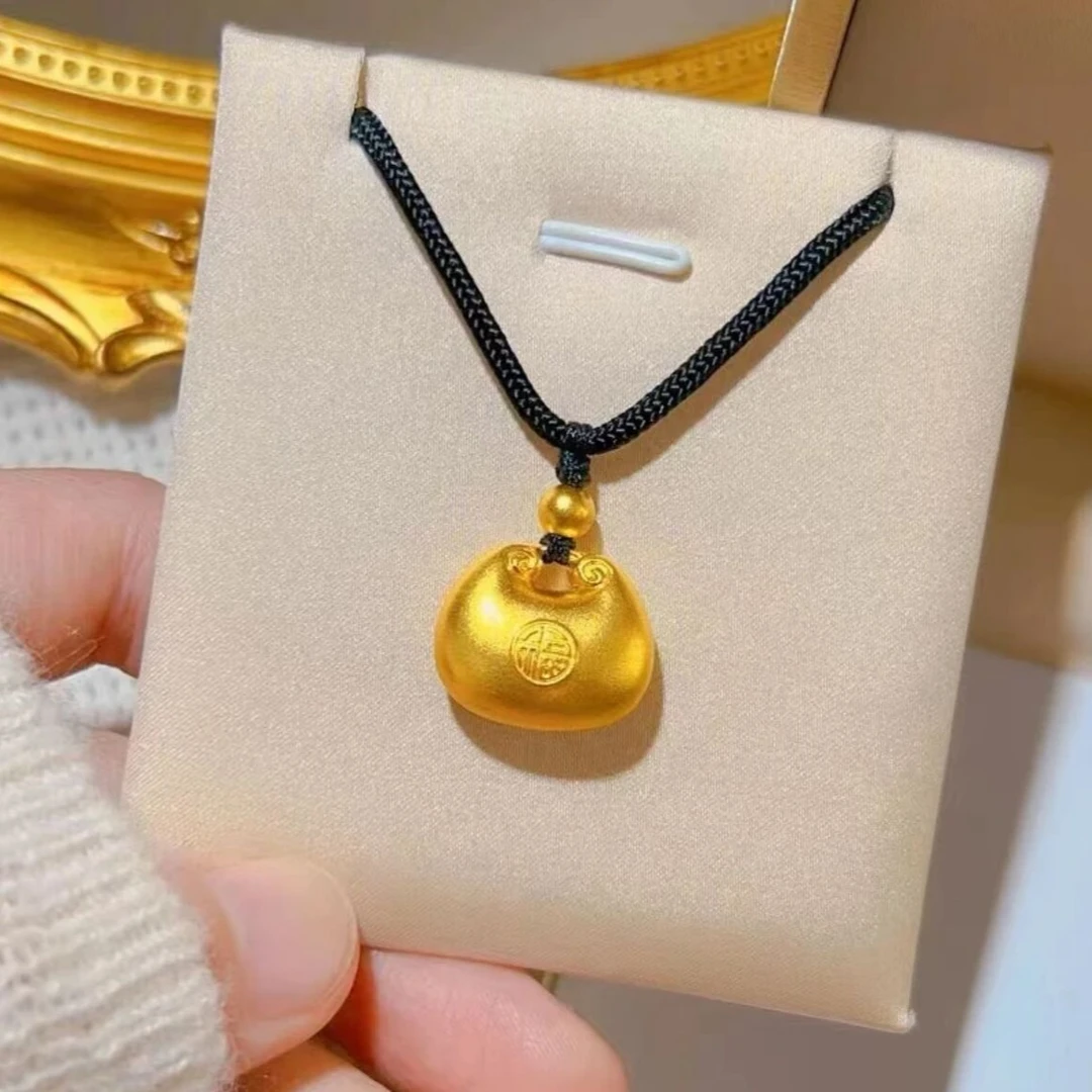 合金吊坠 小胖福吊坠编绳实心小福坨祥云福袋 编绳项链情侣款