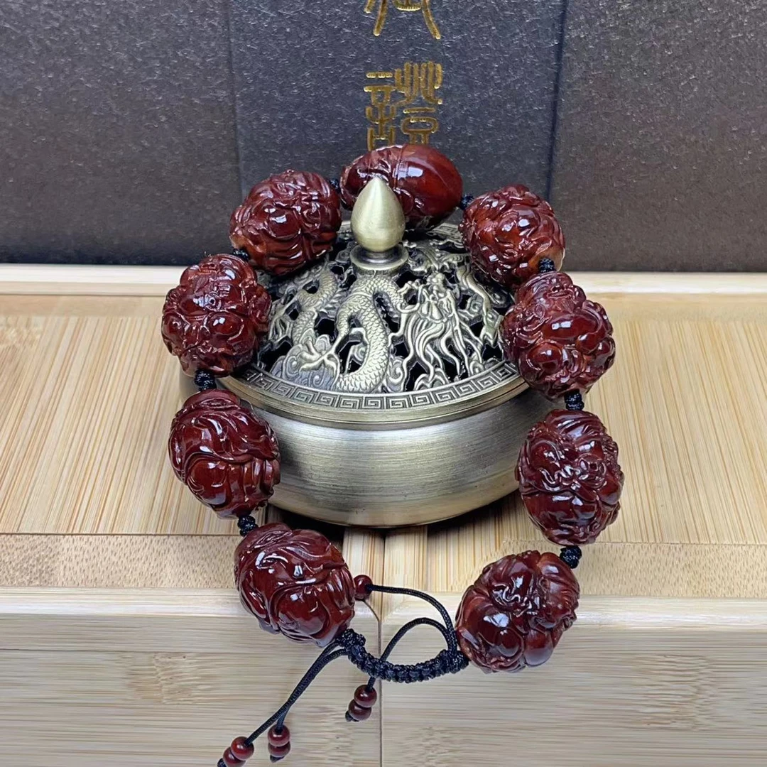 精品橄榄核 八方来财手串 尺寸20*23