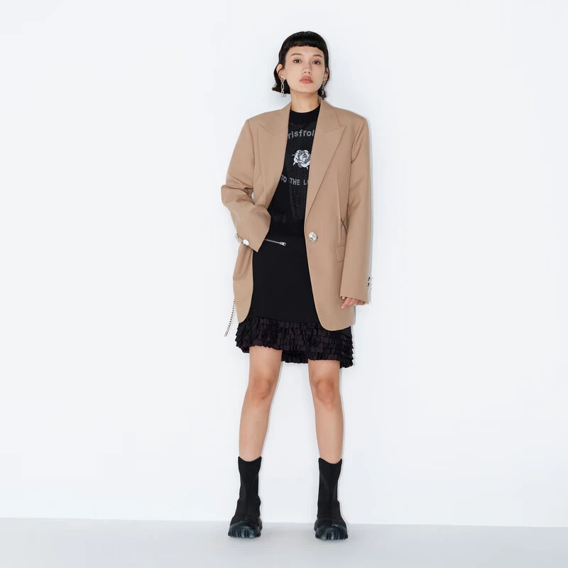 9412【赵老板精选】MASFER.SU设计感廓形垫肩拉链设计西装外套