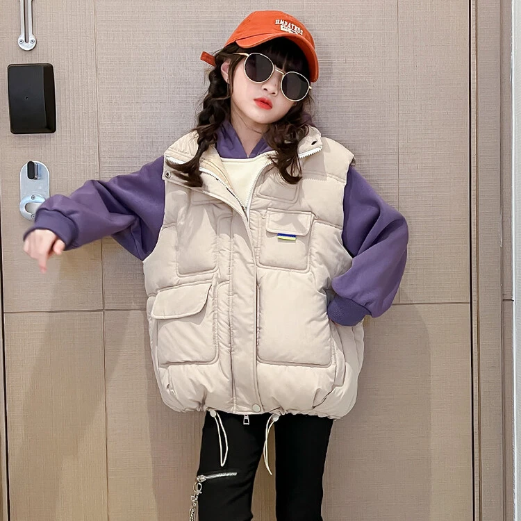 女童加厚马甲秋冬2023新款儿童女孩坎肩中大童马甲保暖加厚百搭