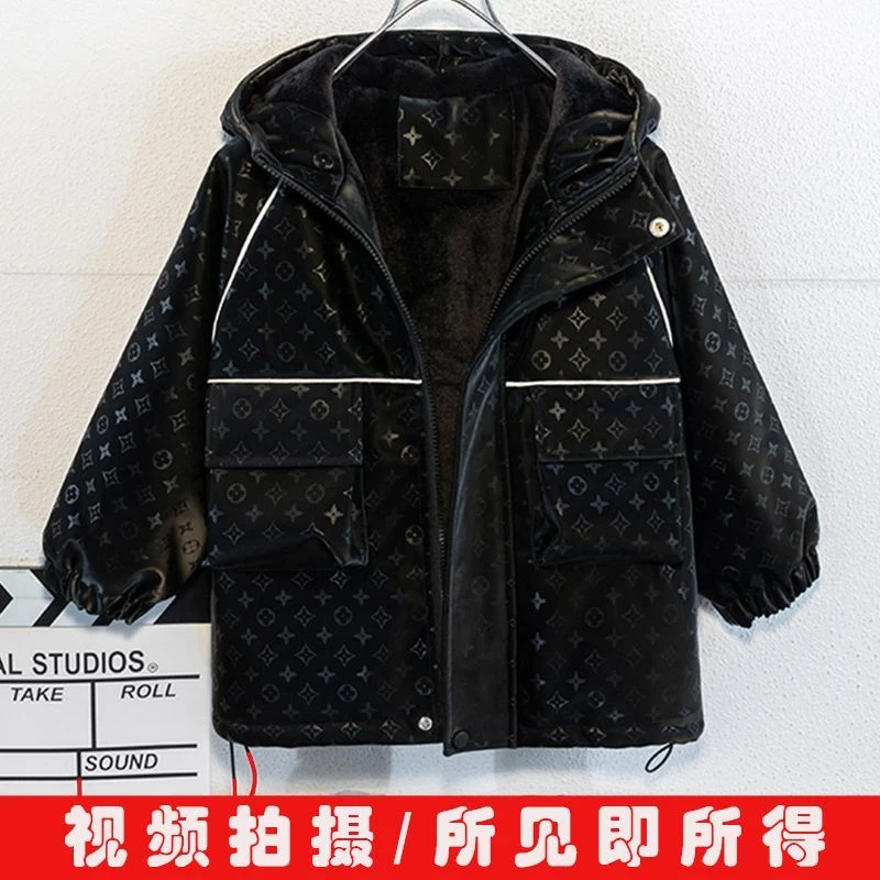 【北方过冬】中大童加绒加厚男童皮衣秋冬外套中长款保暖衣袄