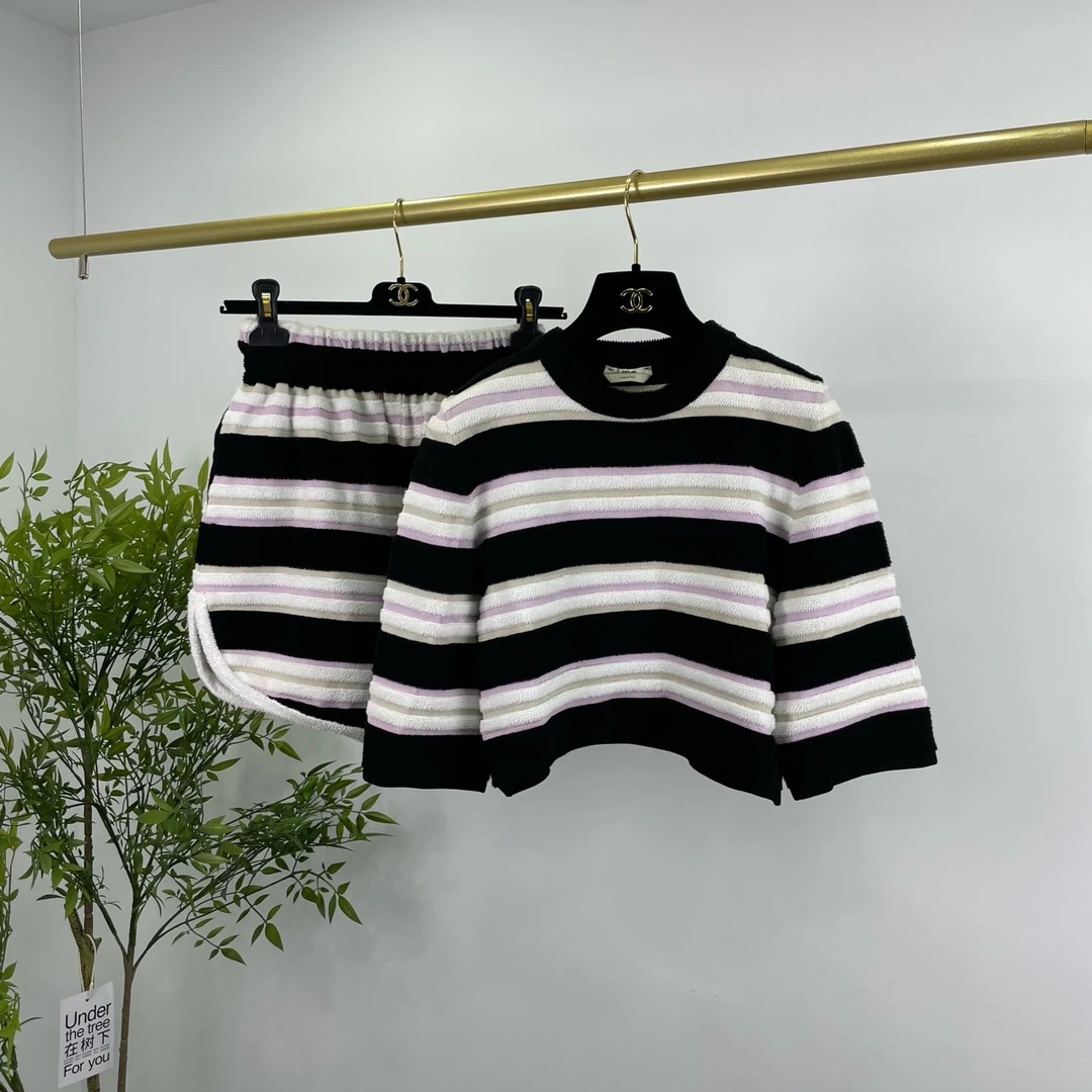 Fendi 芬迪 毛巾条纹套装 短袖38码 短裤40码/95新/无配件 YM1018