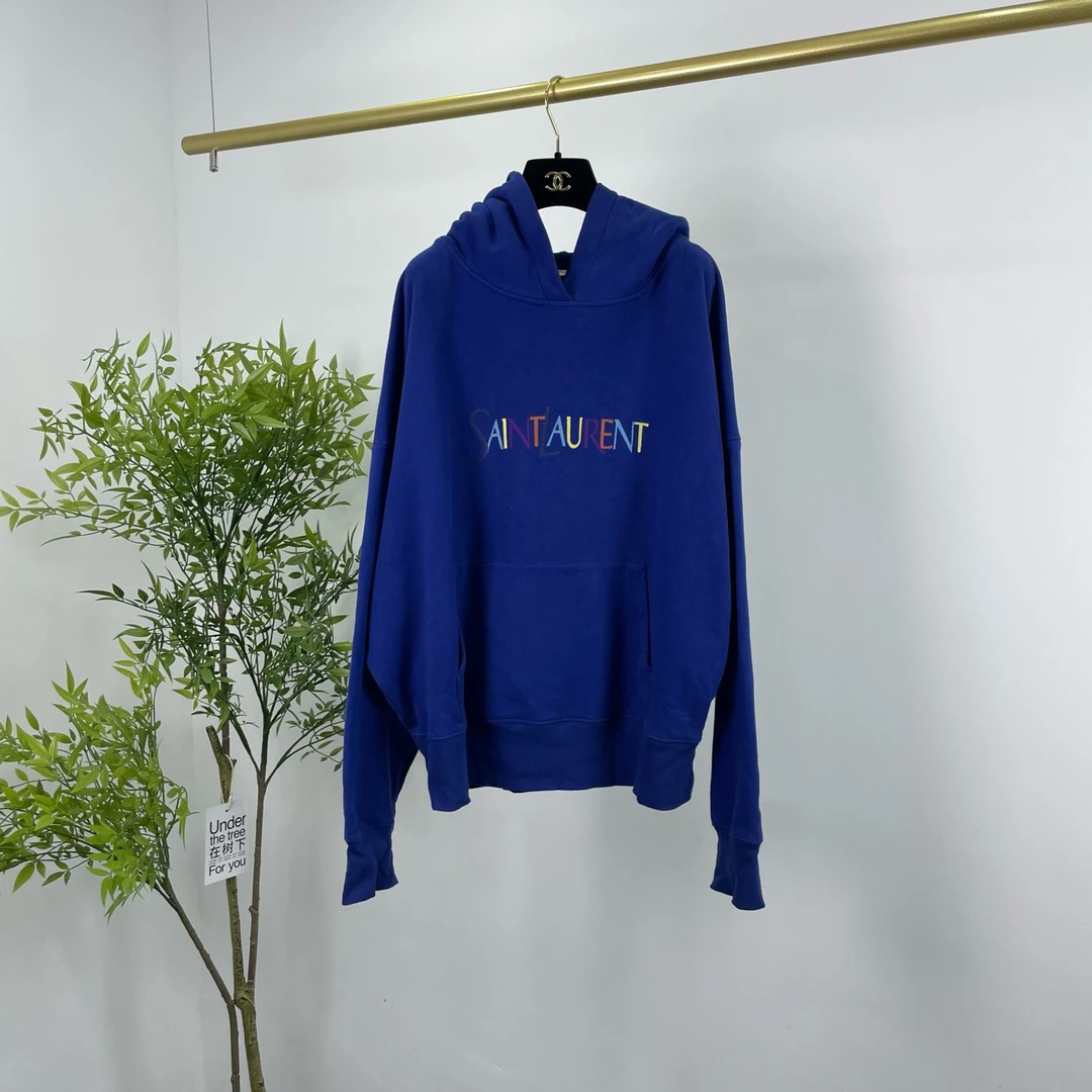 Saint Laurent Paris SLP 圣罗兰 刺绣logo连帽卫衣 XL码/95新/无