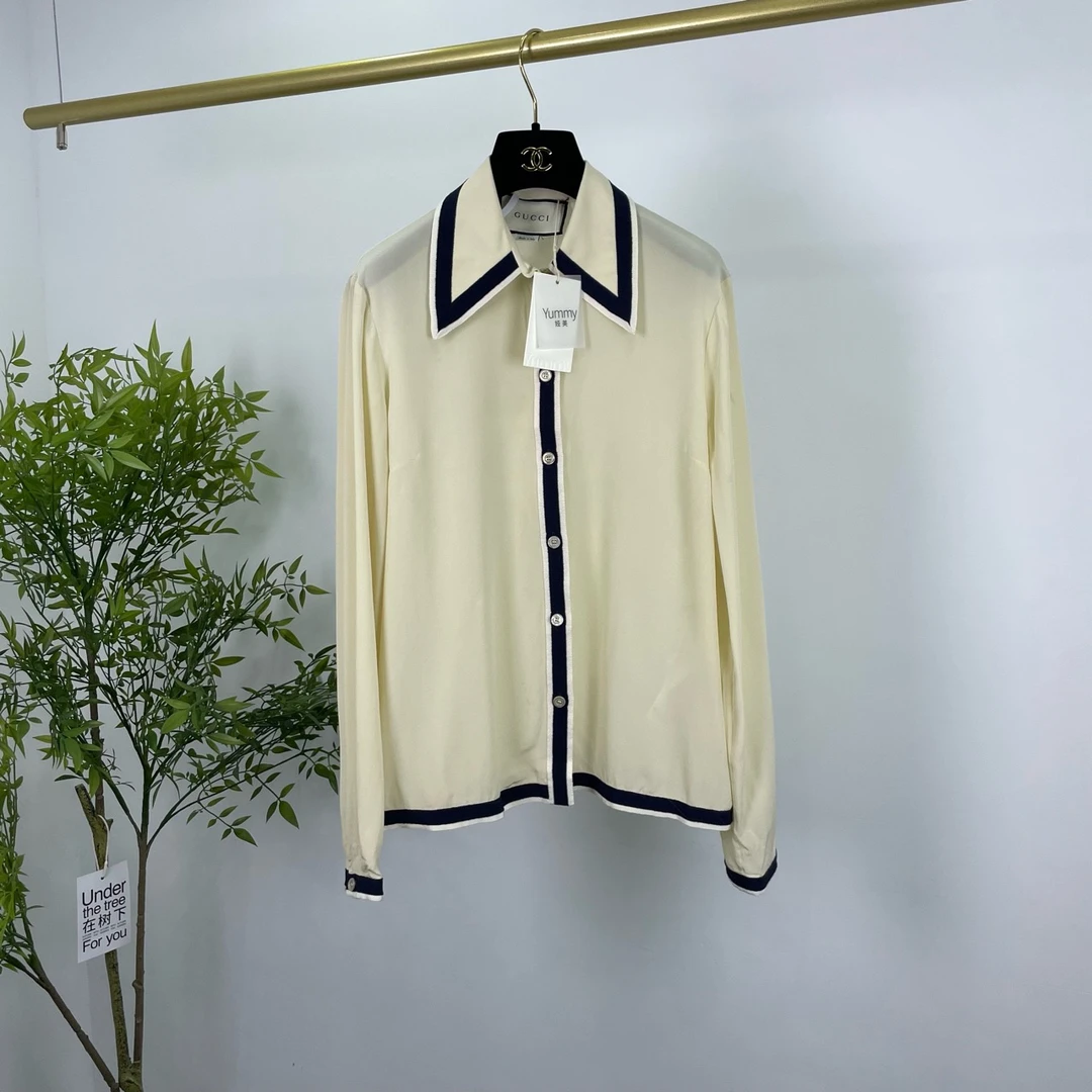 Gucci 古驰 拼色桑蚕丝衬衫 40码/95新/无配件 YM0794