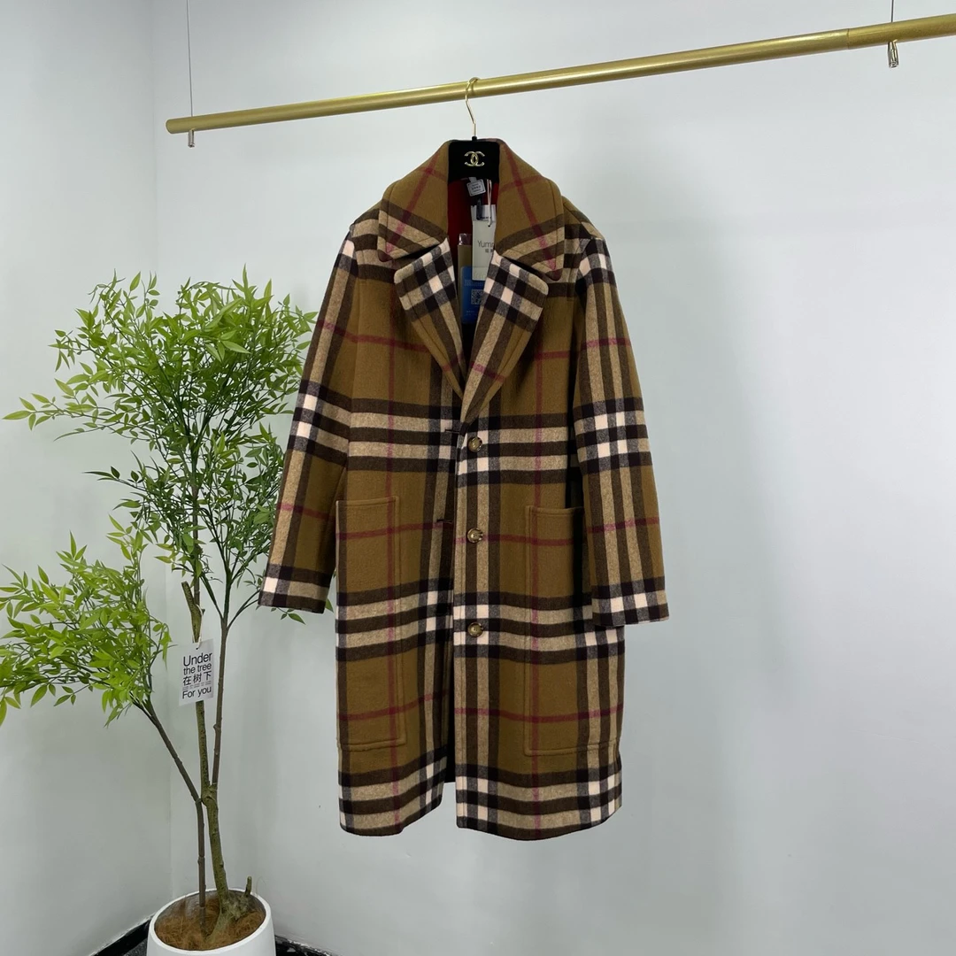 Burberry 博柏利 新款格纹羊毛大衣 UK4码/99新/吊牌 YM0833