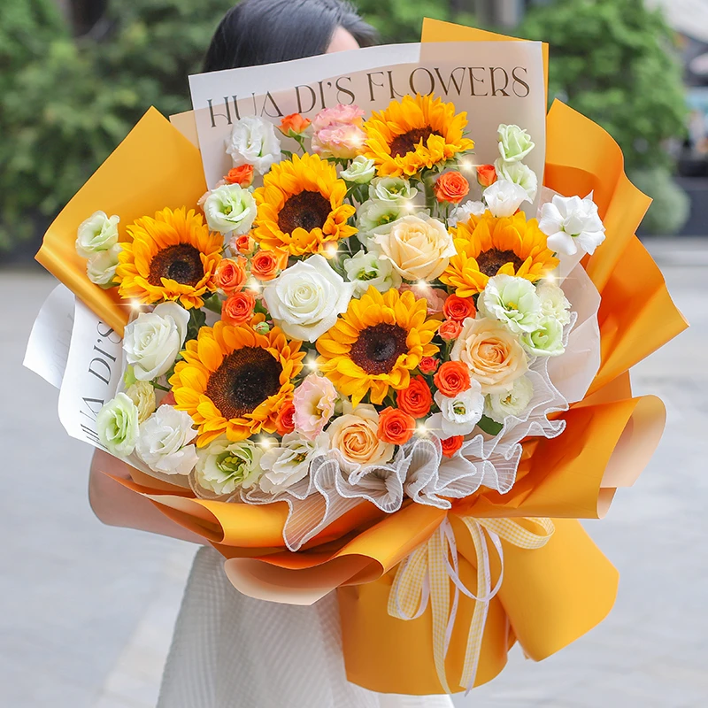 【良辰美景】向日葵玫瑰混搭花束生日礼物乔迁之喜门店开业看病人花