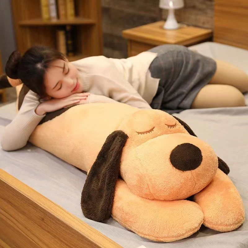 毛绒抱枕趴趴狗女生夹腿睡床上长枕头尾巴颜色随机发YF