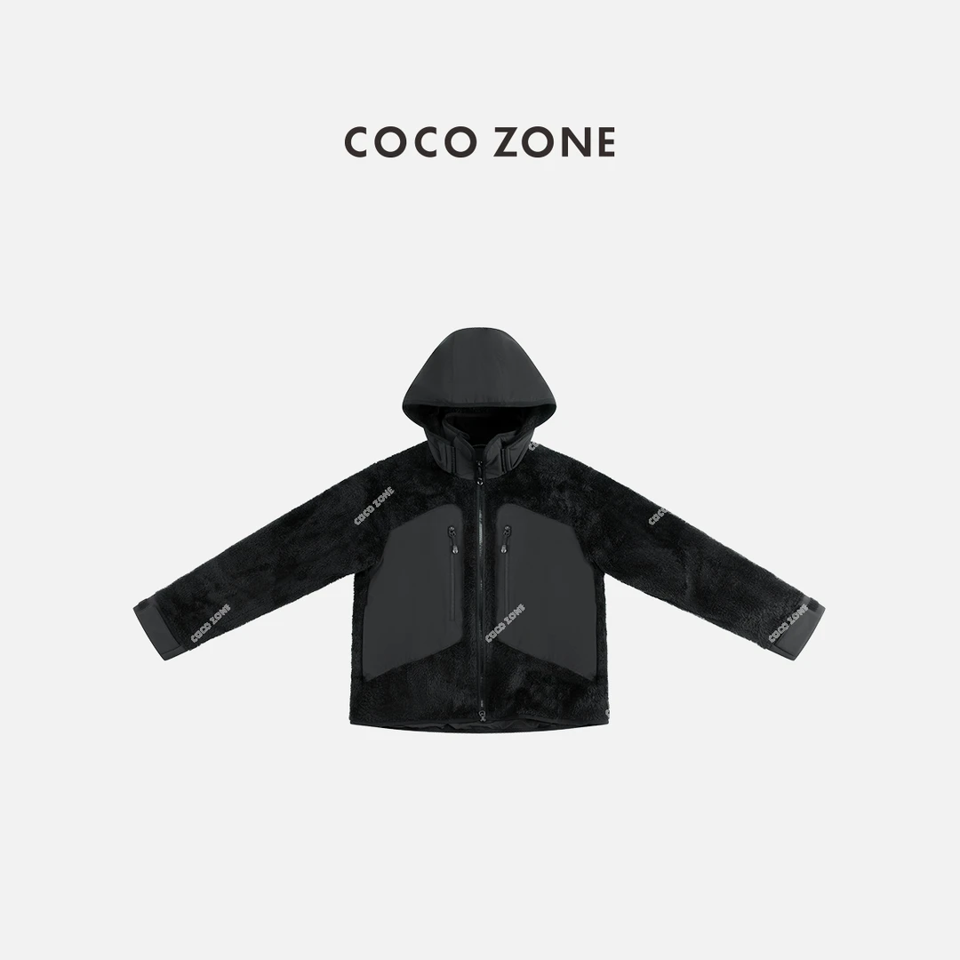 COCO ZONE 刘一一 高级感拼接帽子可拆卸百搭拉链外套CC1D2617