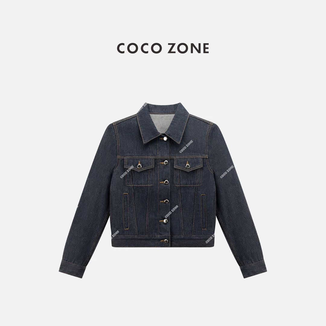 COCO ZONE 刘一一"星河牛仔"100棉复古百搭单排扣外套 CC1C1573