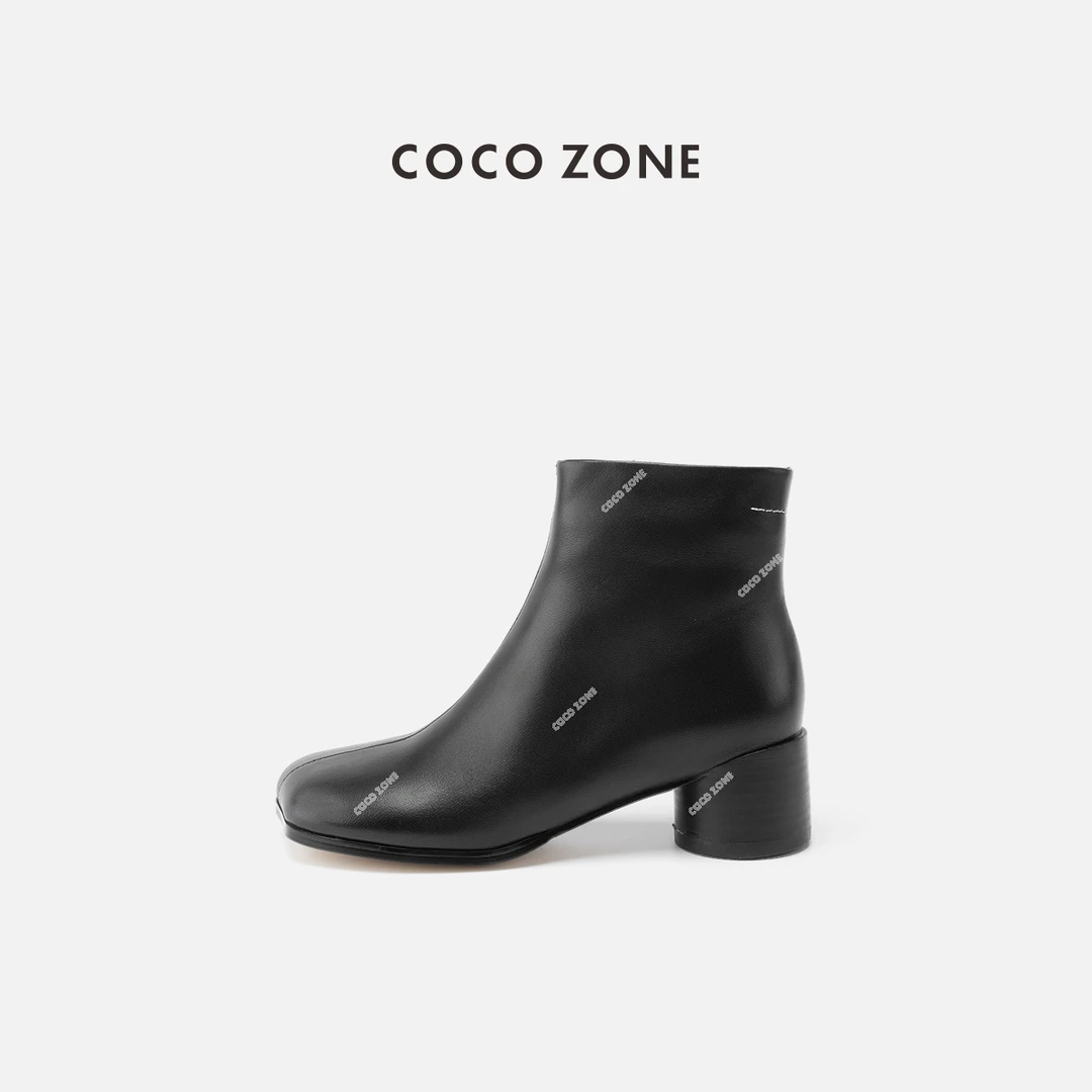 COCO ZONE 刘一一 法式英伦风侧拉链短靴时尚通勤风女靴CC2D2489