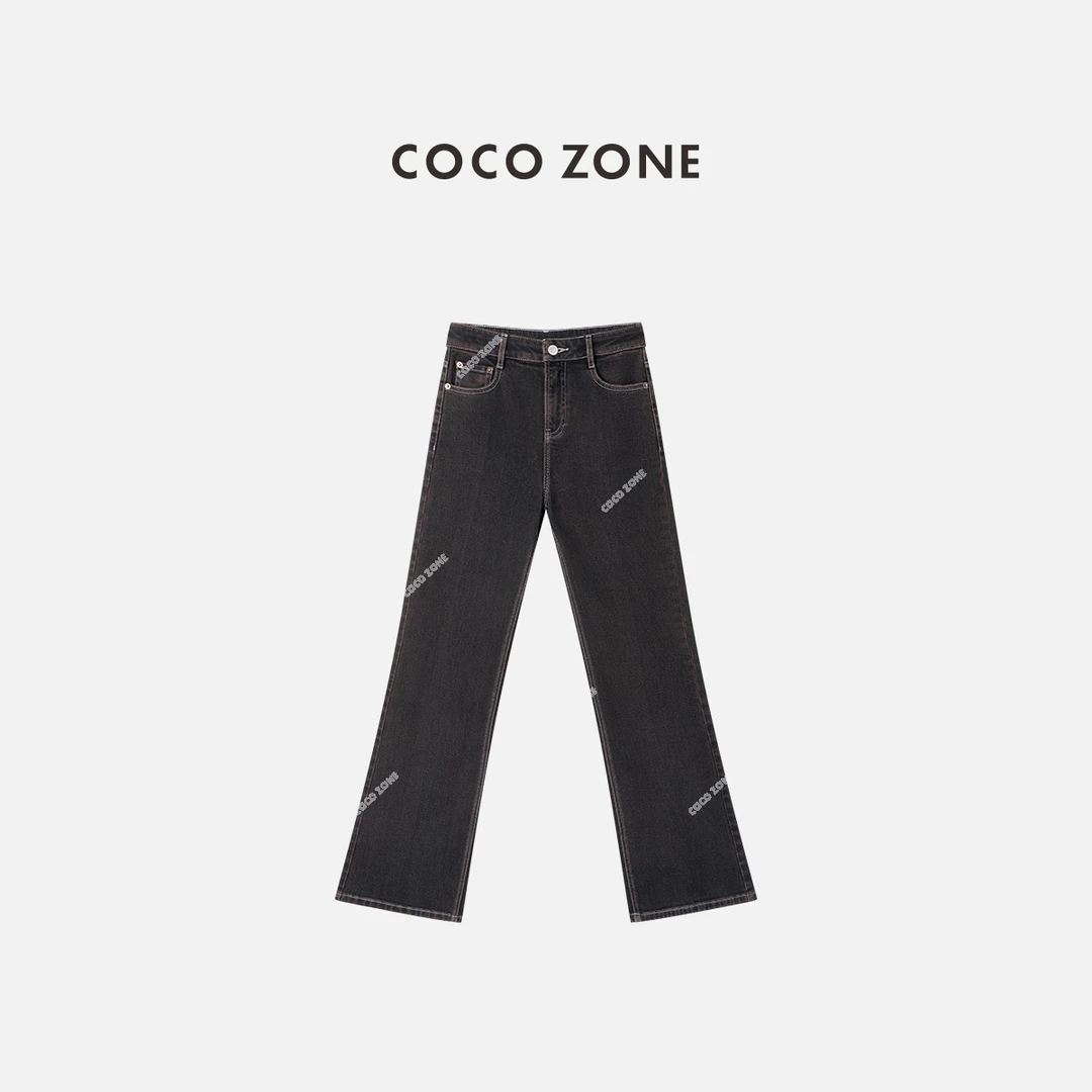 COCO ZONE 刘一一"擦色雅丹裤"复古显瘦美式通勤风牛仔裤CC1C2162