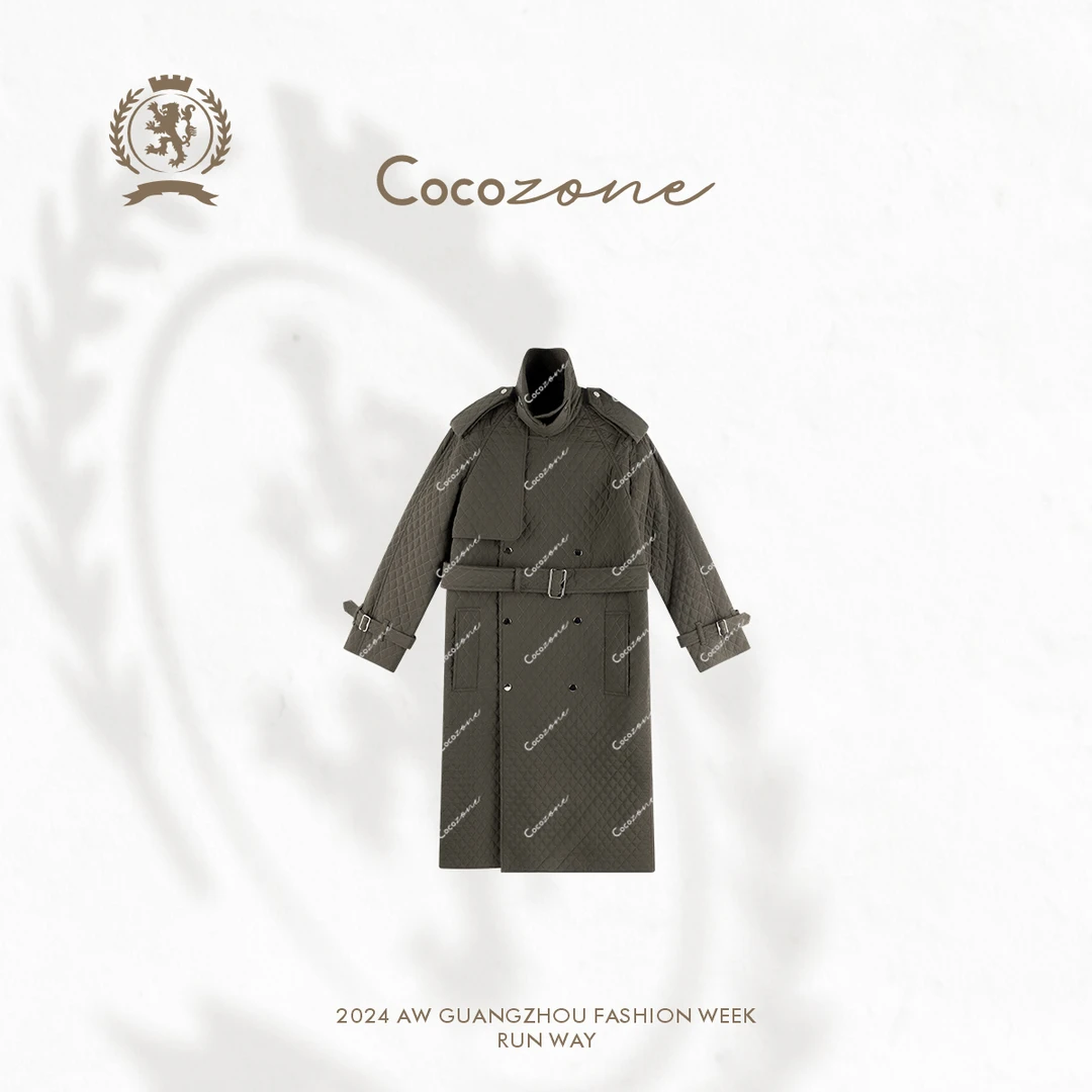 COCO ZONE 刘一一 ”复古老钱“ 长款立领棉服CC2C1984