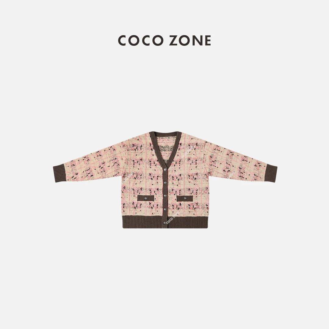 COCO ZONE 刘一一 春秋提花针织开衫设计感小香风外套23C30039