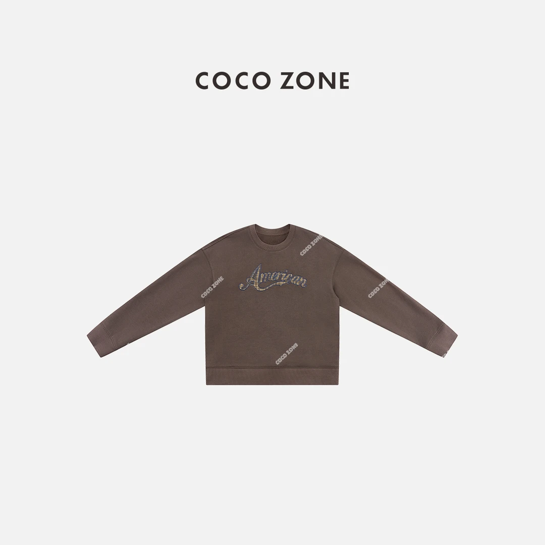 COCO ZONE 刘一一“焦糖拿铁” 100棉字母圆领长袖T卫衣CC2D2535