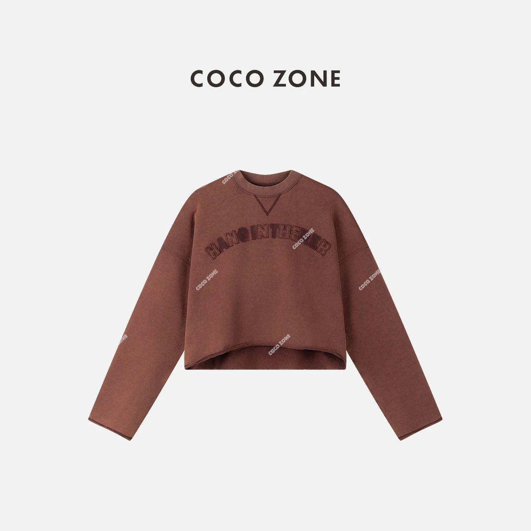 COCO ZONE 刘一一 100棉设计感字母圆领长袖卫衣 CC1C1990