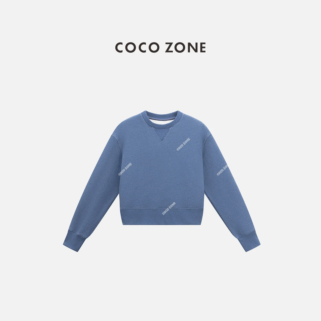 COCO ZONE 刘一一 100棉设计感长袖卫衣百搭圆领上衣CC1C1744