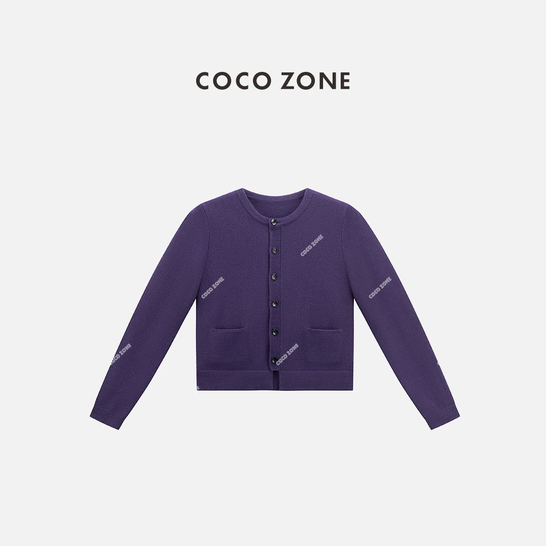 COCO ZONE 刘一一"紫金年"100绵羊毛时尚简约针织毛衣 CC2C1432