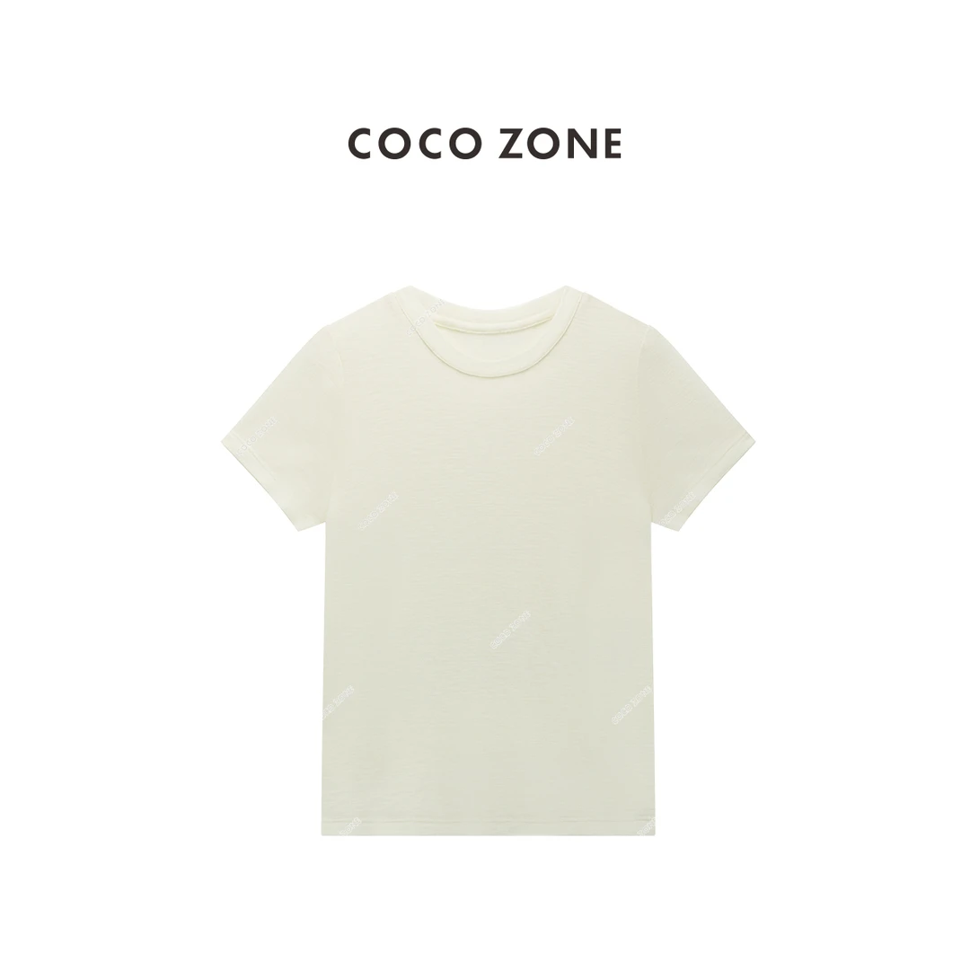 COCO ZONE 刘一一 100绵羊毛短袖T恤显瘦圆领上衣CC1C1766