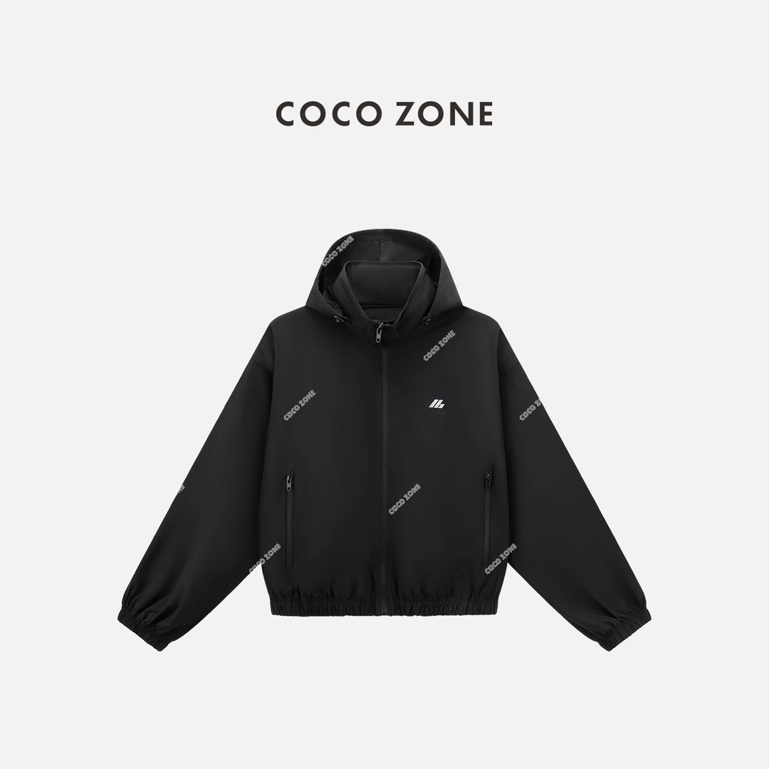 COCO ZONE 刘一一 简约立领拉链上衣纯色百搭连帽外套CC1C1727