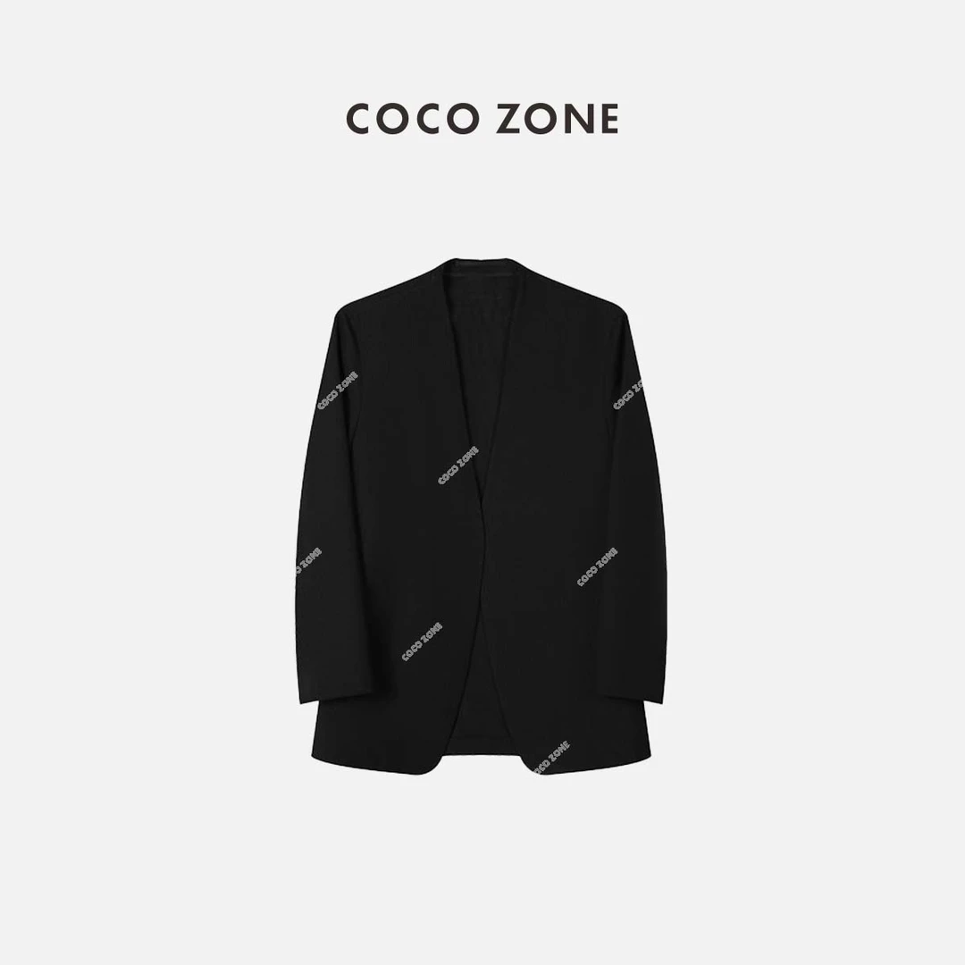 COCO ZONE 刘一一 女士黑色气质春季西装外套廓形西服23C18193