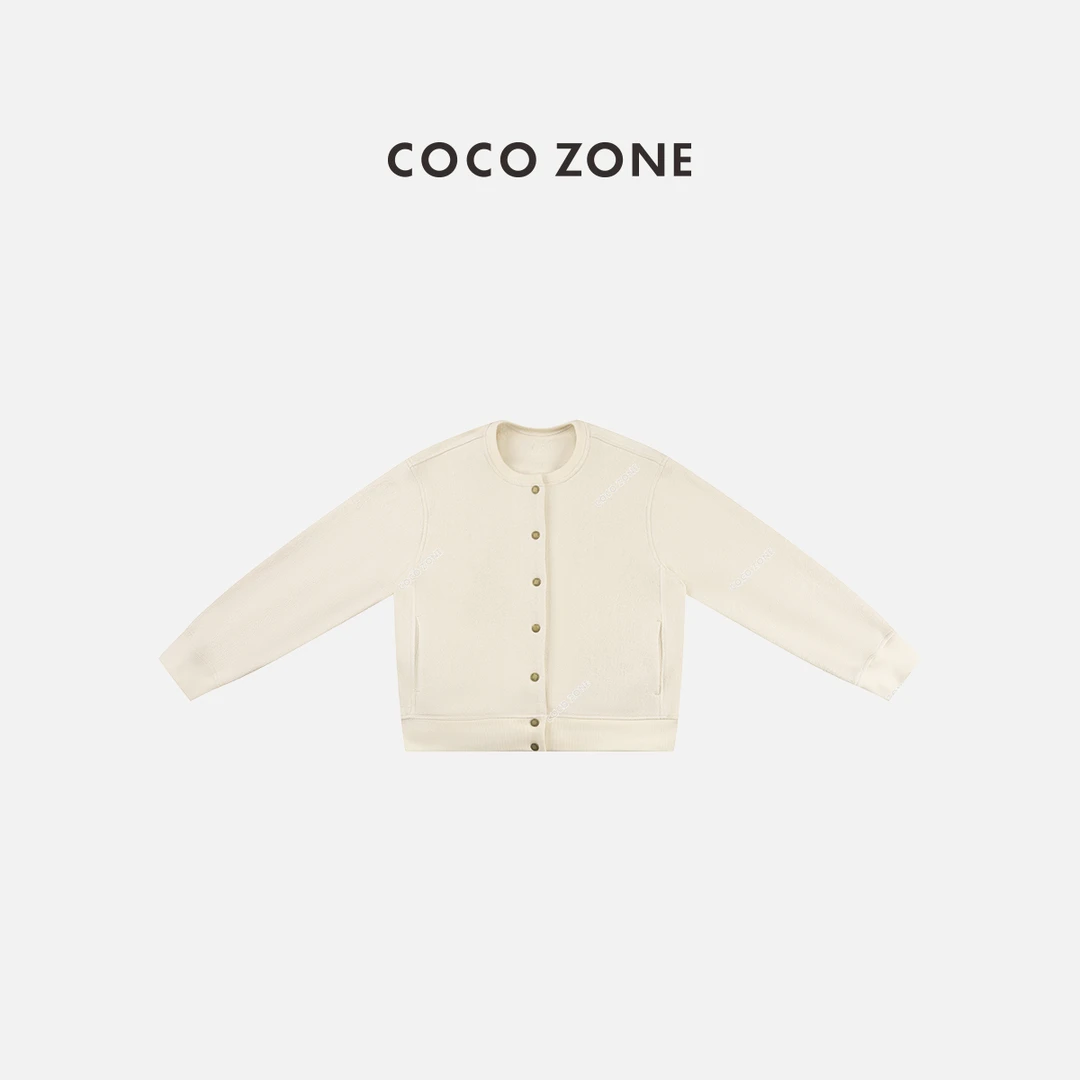 COCO ZONE 刘一一 高级感简约圆领外套通勤风单排扣上衣CC2D2417