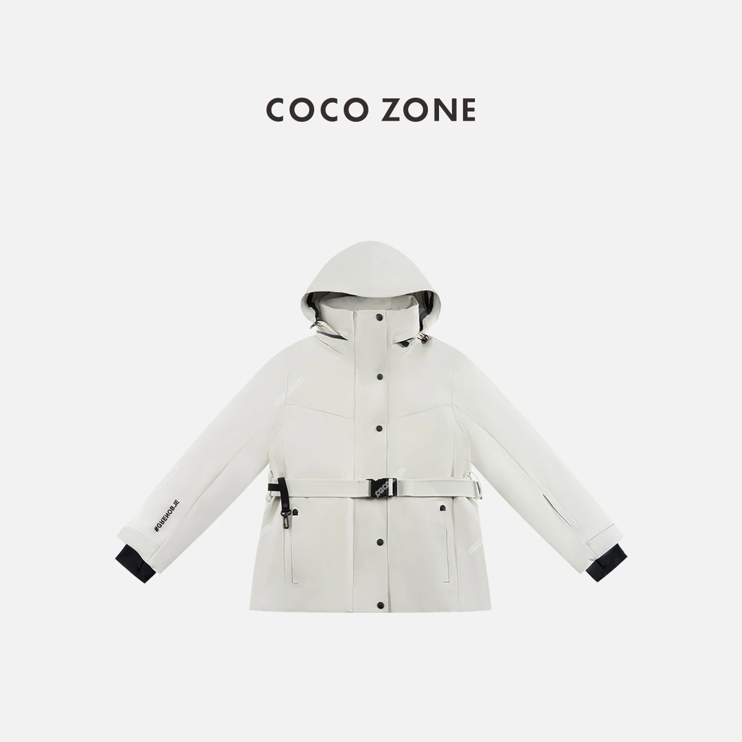 COCO ZONE 刘一一 90鹅绒冬季拼接连帽收腰保暖羽绒服CC2D3224