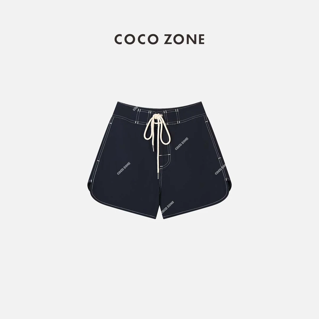 COCO ZONE 刘一一 撞色明线下摆圆角设计设计感短裤23C18731